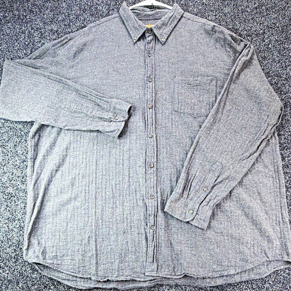The Foundry Supply Co. Super Soft Men's 3XLT Gray Herringbone L/S Button-Up